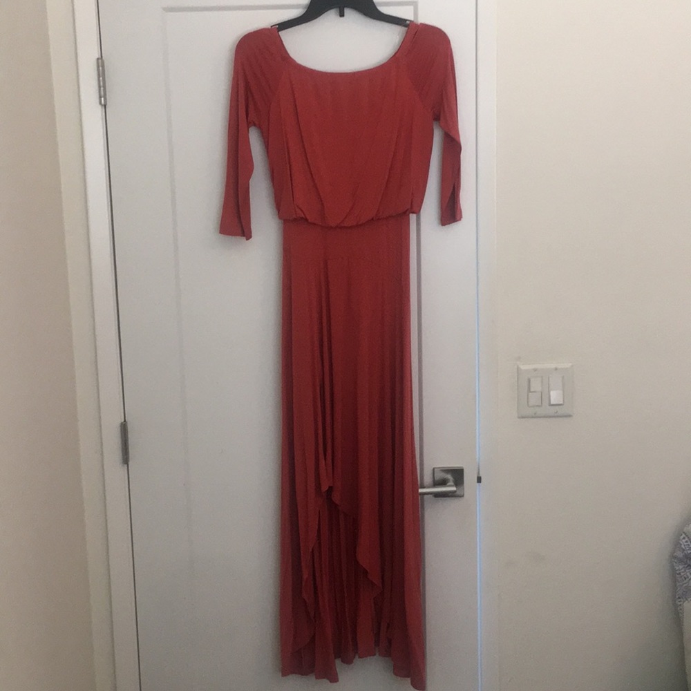 Rust, high low dress